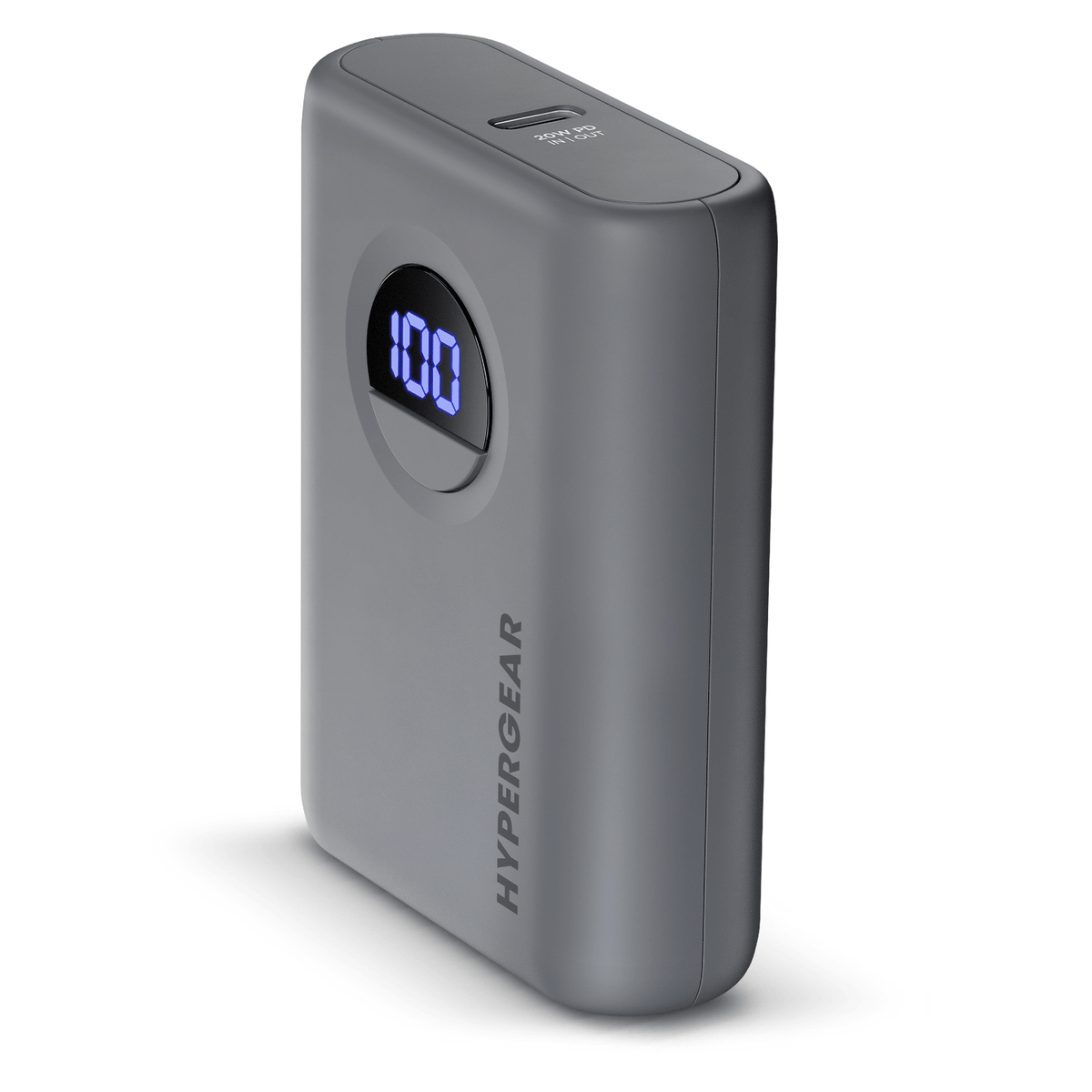 PowerPack PRO 10000mAh 20W power bank, gray metal body with blue LED display on Tampa Home & Garden Store