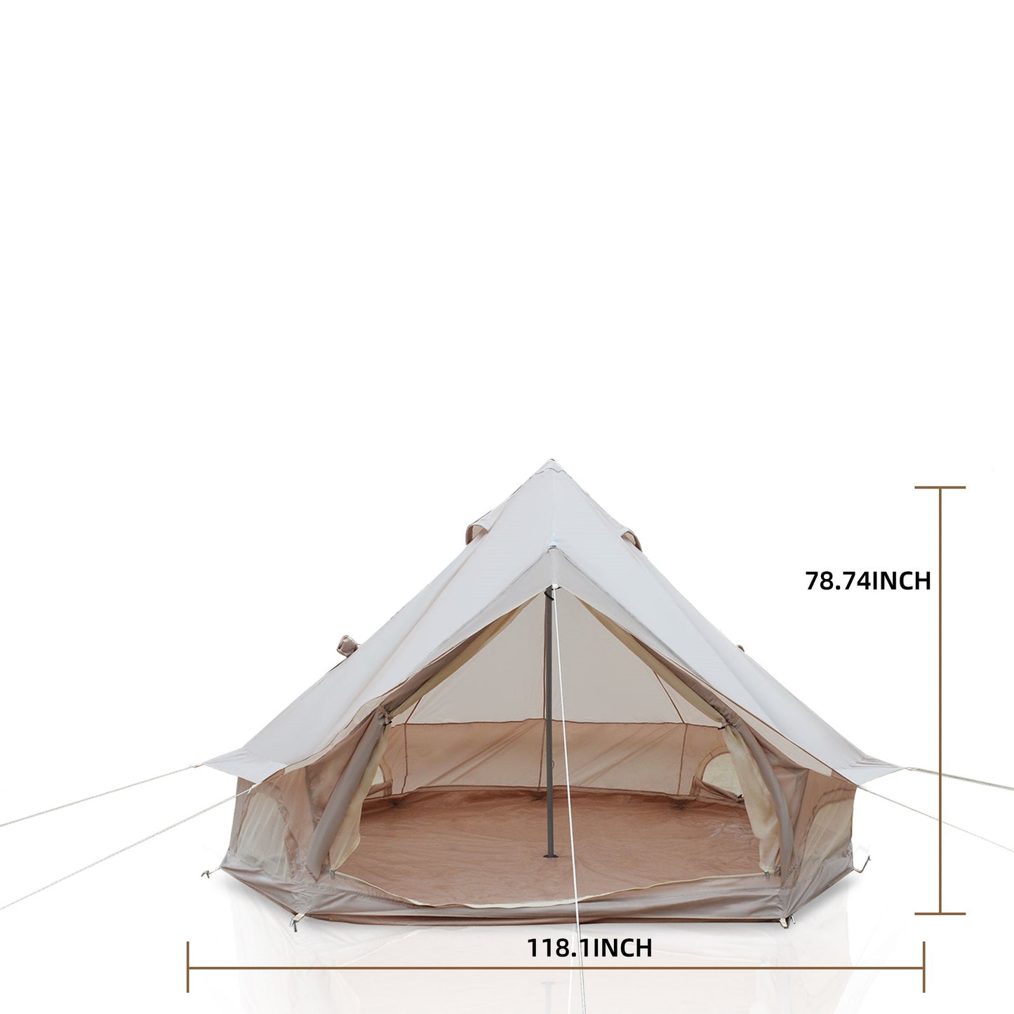 HouseOfZazla Oxford Bell Tent for camping, beige canvas with center pole, 118.1in x 78.7in on Tampa Home & Garden Store