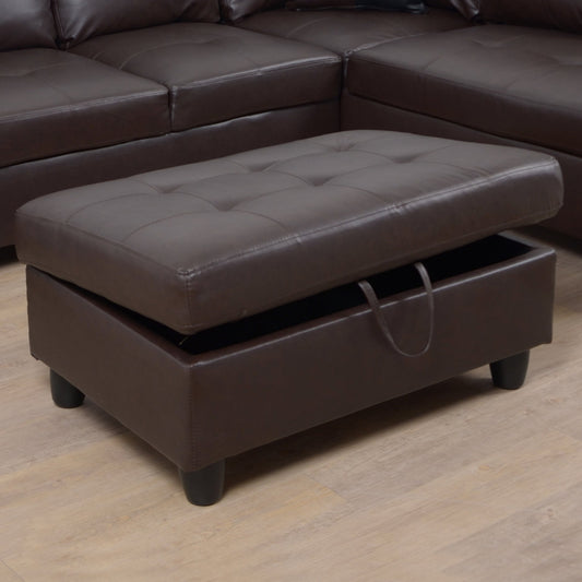 3 Pc Sectional Sofa Set Brown Faux Leather Left-Facing Chaise with tufted cushions on Tampa Home & Garden Store