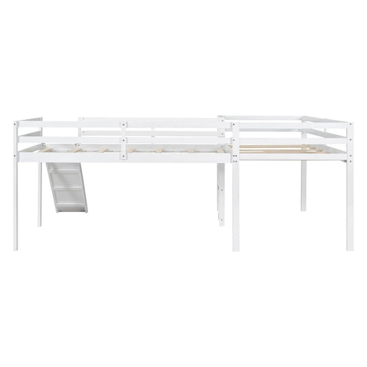 L Shaped Twin Loft Bed with Ladder and Slide, white finish, VIP Digital Presence on Tampa Home & Garden Store