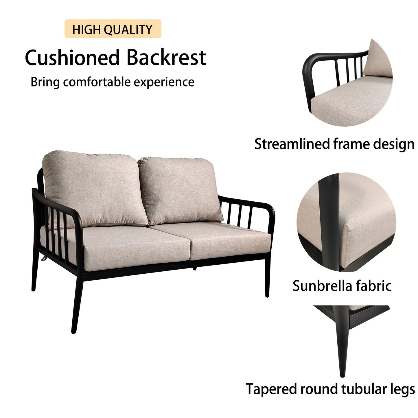 Outdoor Aluminum Patio Furniture Chat Sofa Set
