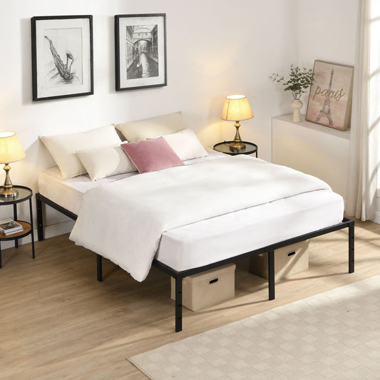 Queen Platform Bed for Quiet Rest and Black Steel