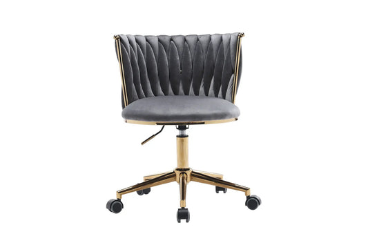 Gray velvet bucket chair with gold metal frame, 360° swivel armchair on Tampa Home & Garden Store