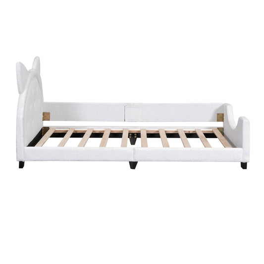 Teddy Fleece Twin Daybed with Carton Ears white, textured frame and slatted bed base on Tampa Home & Garden Store
