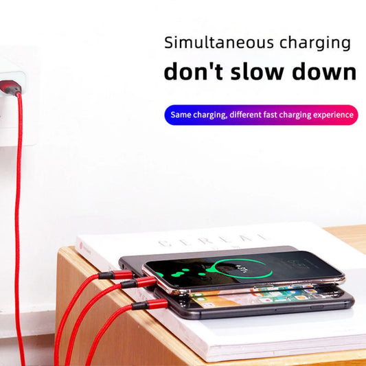 1.2M Charging Cable 3 In 1 USB Type C Charger Cord MultiPort Micro Cable For iPhone 15 14 Pro Max Samsung Galaxy Xiaomi 12