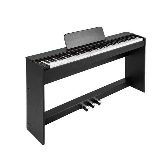 88-key hammer-action weighted keyboard on a black stand with three pedals on Tampa Home & Garden Store