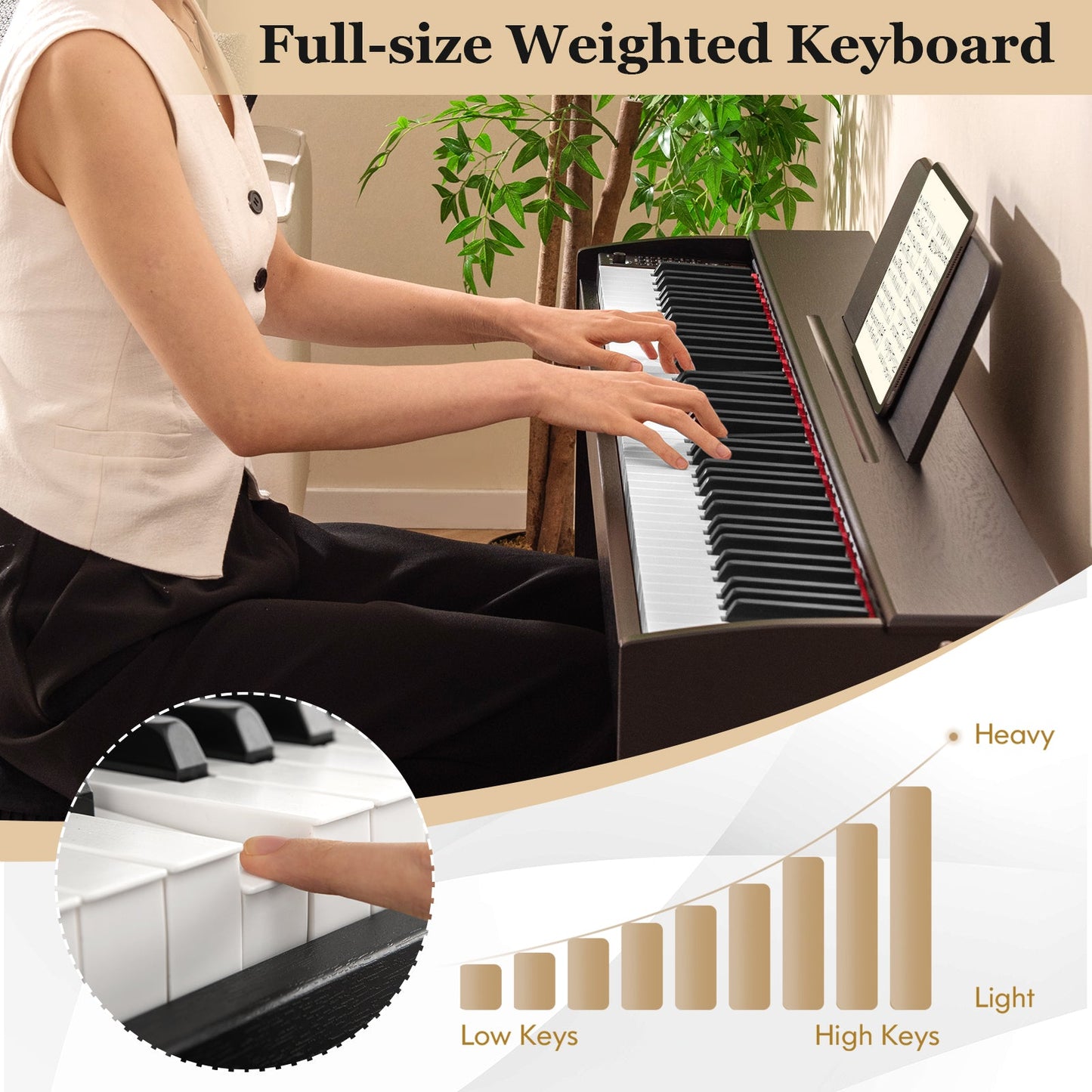88-key hammer-action weighted keyboard with stand in black by DirectDeals on Tampa Home & Garden Store