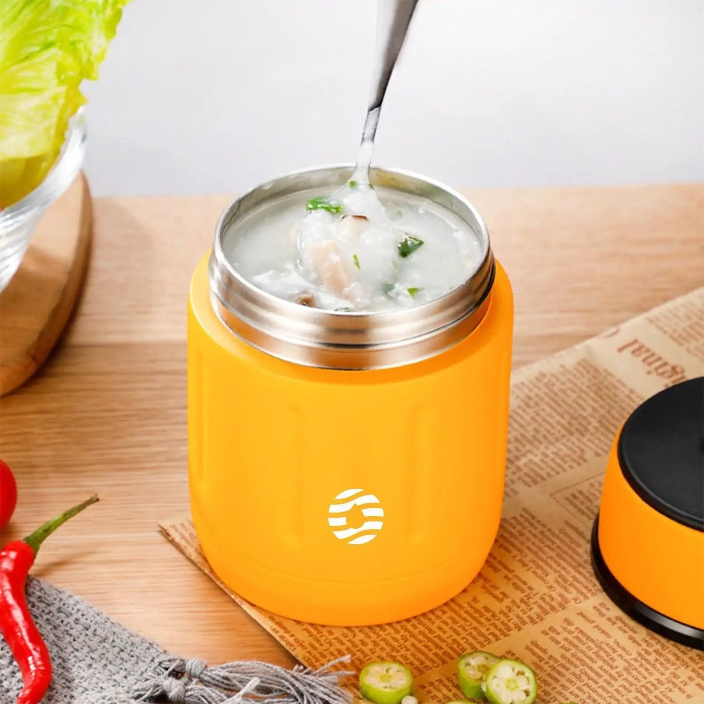 Orange 316 stainless insulated stewing cup 500ml with ice and metal rim on Tampa Home & Garden Store