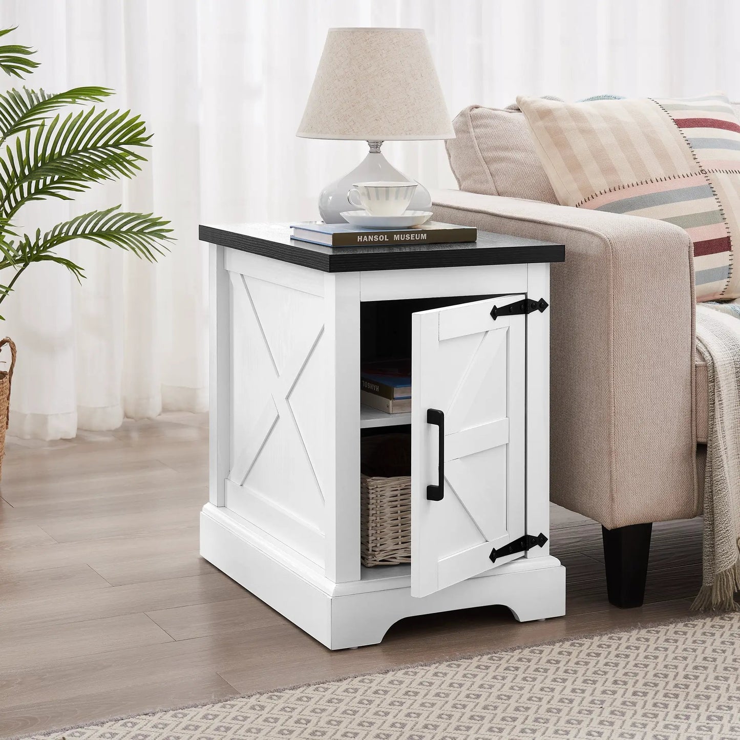 Mesa de centro y mesa auxiliar de estilo rústico Farmhouse con diseño de granero, mesa de cóctel rústica con tapa elevable con bisagras y mesa auxiliar