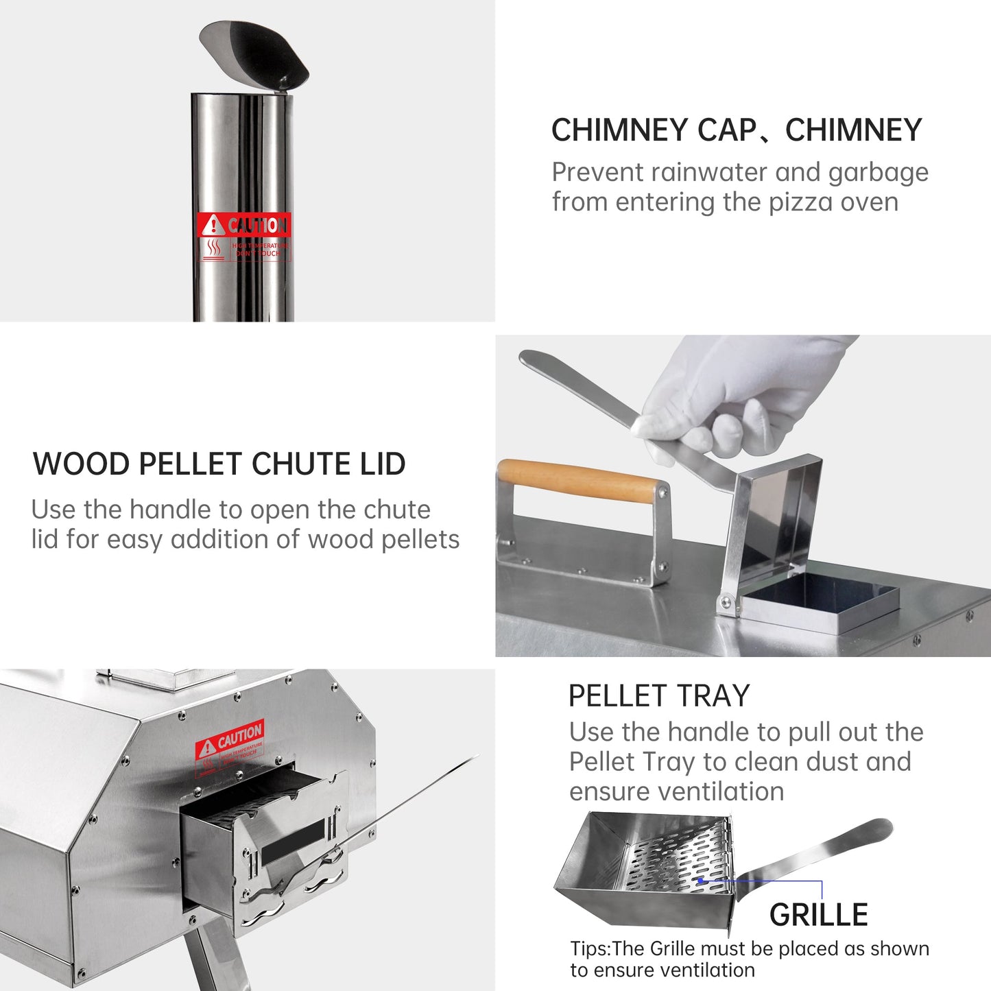 Stainless Steel Pizza Oven Outdoor 12" Automatic Rotatable Pizza Ovens Portable Wood Fired Pizza Oven Pizza Maker with Timer - Tampa Home & Garden Store
