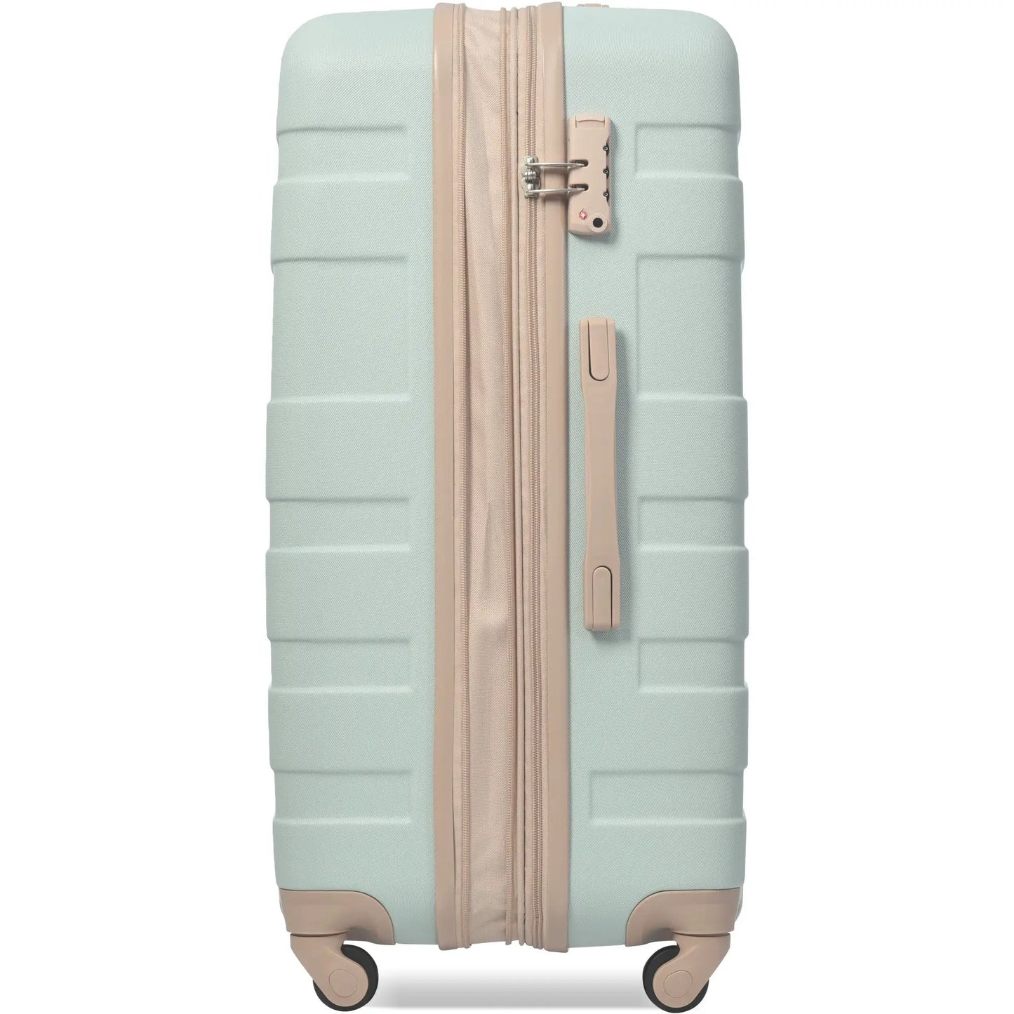 Expandable ABS luggage set 3 piece grey green with zippers and wheels VIP Digital Presence on Tampa Home & Garden Store