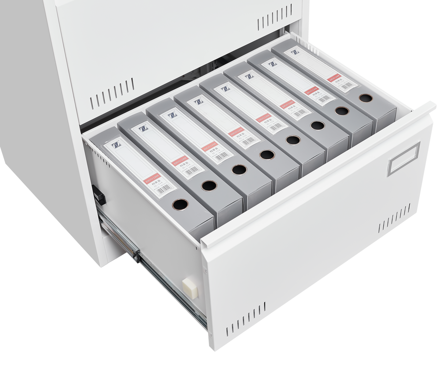 Lateral filing cabinet 3-drawer white with lock gray hanging file boxes on Tampa Home & Garden Store