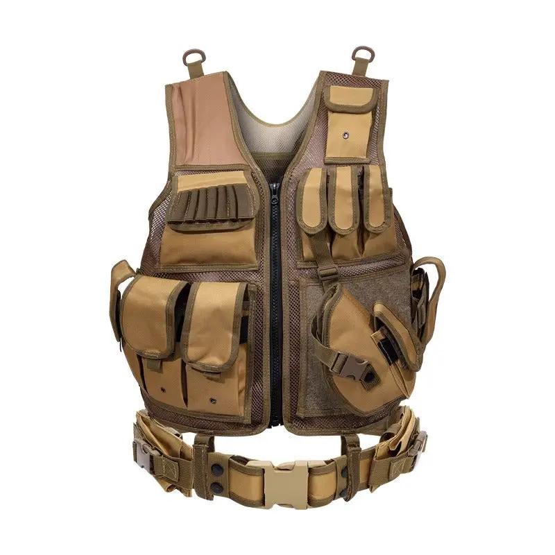 Chaleco táctico de rejilla para entrenamiento, transpirable, de camuflaje, con múltiples bolsillos, de nailon 6000D, para caza, para exteriores, al por mayor