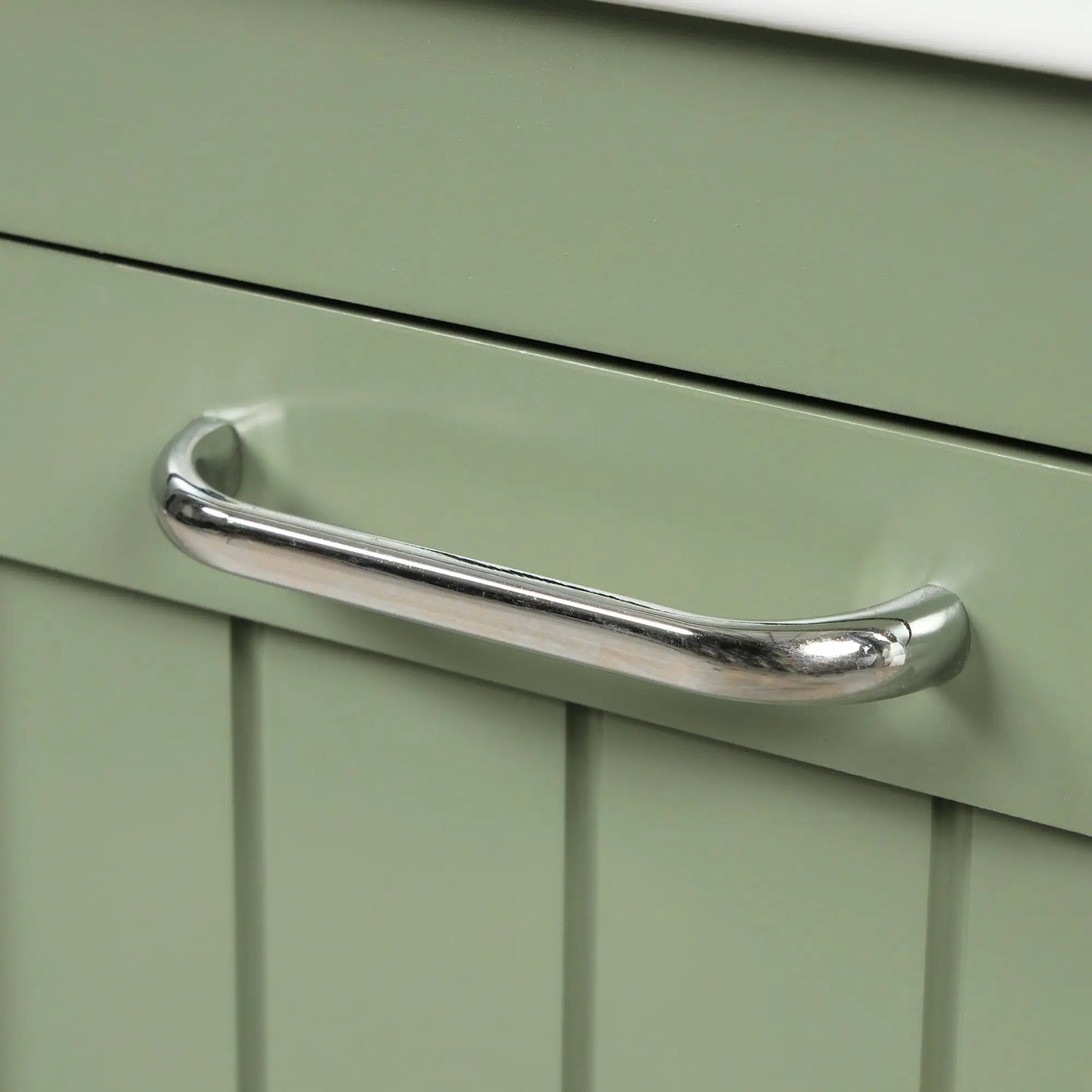 36 inch green bathroom vanity with chrome handle and sink area on Tampa Home & Garden Store