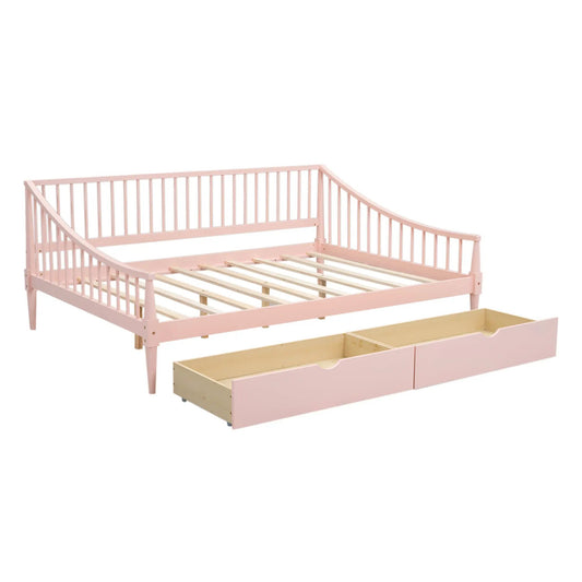 Full-size pink daybed with two under-bed storage drawers and wooden slats on Tampa Home & Garden Store
