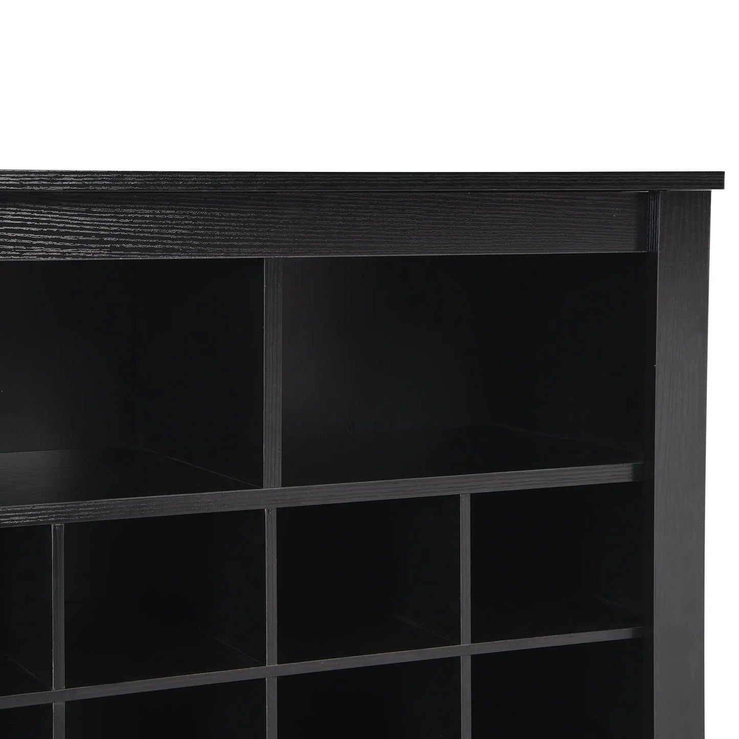 OnTrend Sleek 24 Shoe Cabinet in black wood with open cubby shelves on Tampa Home & Garden Store