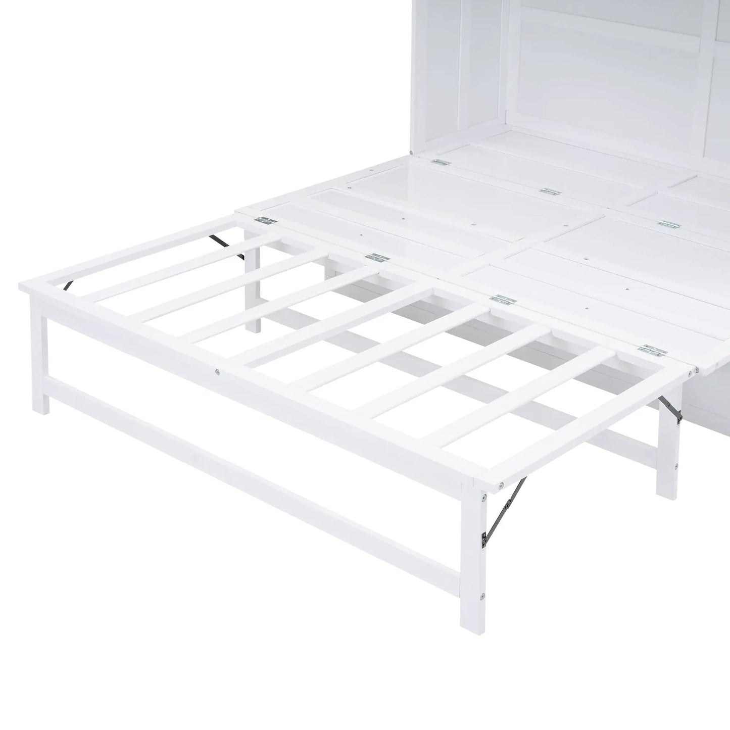 Cama Murphy Queen Size con estación de carga integrada y estante - Blanco