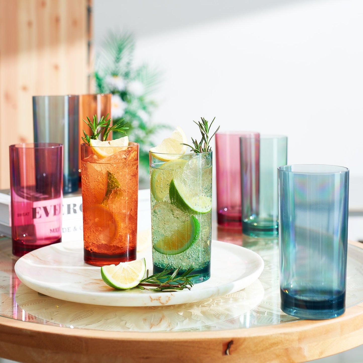 Eze Acrylic Highball Set of 8 Clear Glasses