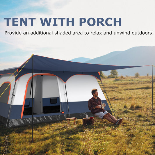 GemGear 8-10 Person Camping Tent with Double Rooms and 2 Doors in blue-gray on Tampa Home & Garden Store