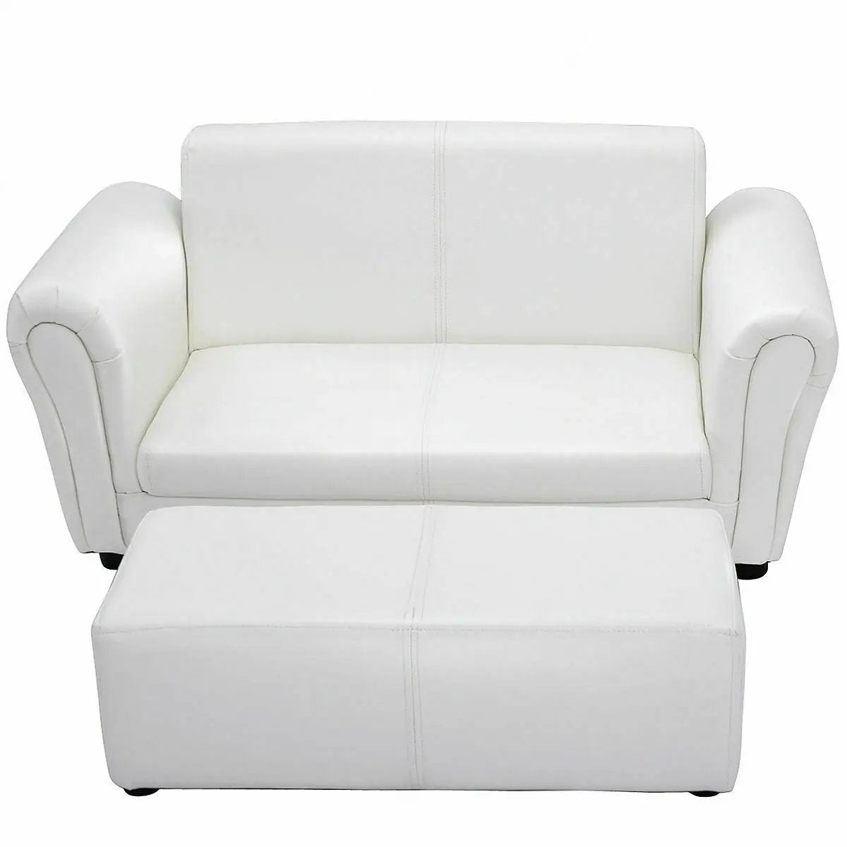 Soft Kids Double Sofa with Ottoman white faux-leather toddler sofa set DirectDeals on Tampa Home & Garden Store