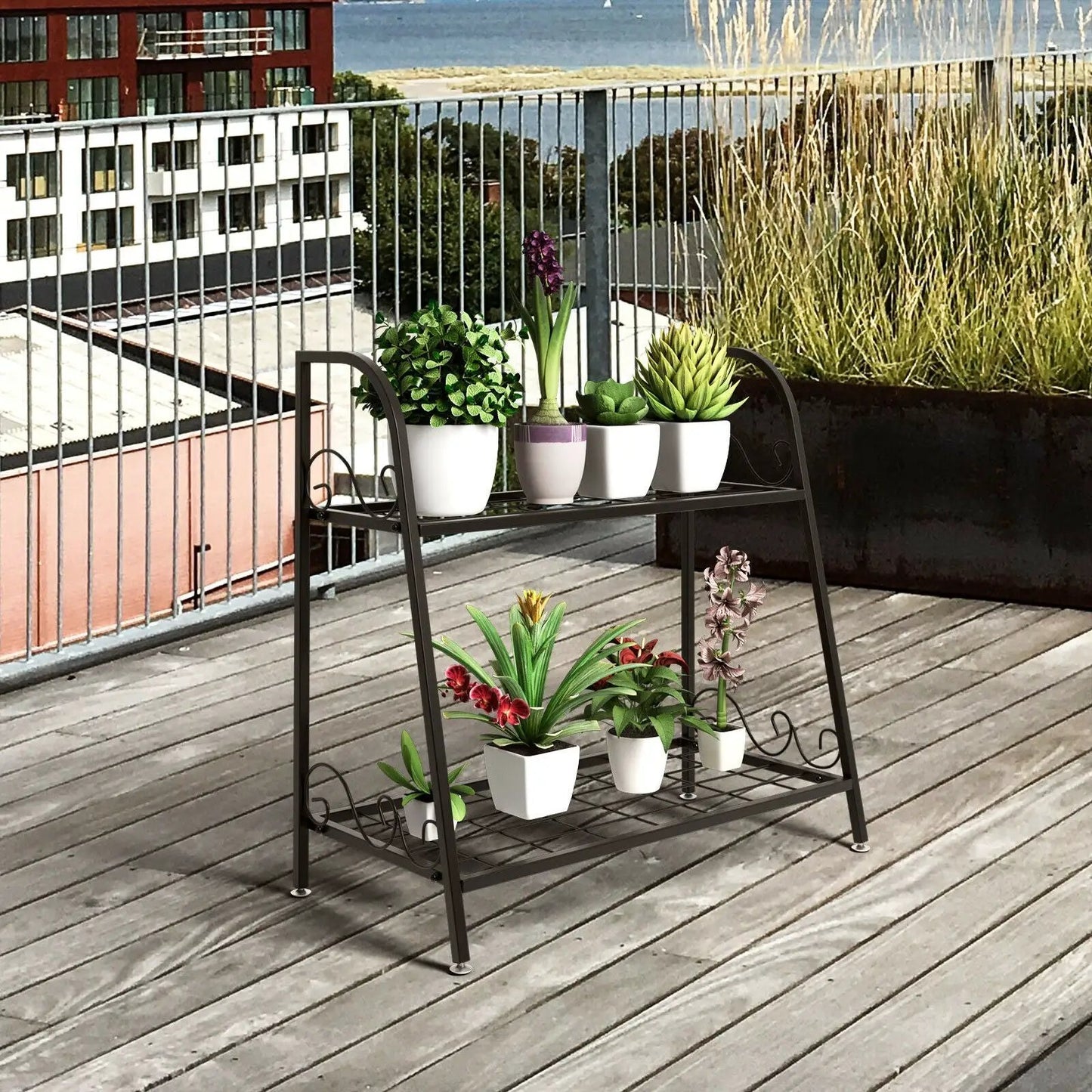 2-tier Patio Metal Plant Stand - Tampa Home & Garden Store