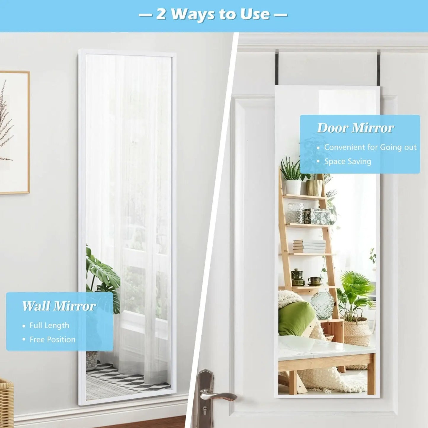 Full Length Metal Door Mirror with Hook, 2 mirrors shown (door or wall mounting) DirectDeals on Tampa Home & Garden Store