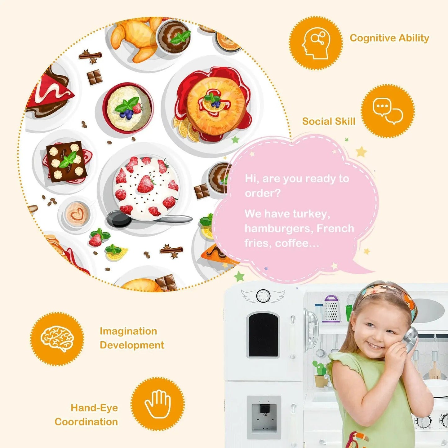 Kitchen Pretend Play Cookware Set Toys for Kids with Water Dispenser - Tampa Home & Garden Store