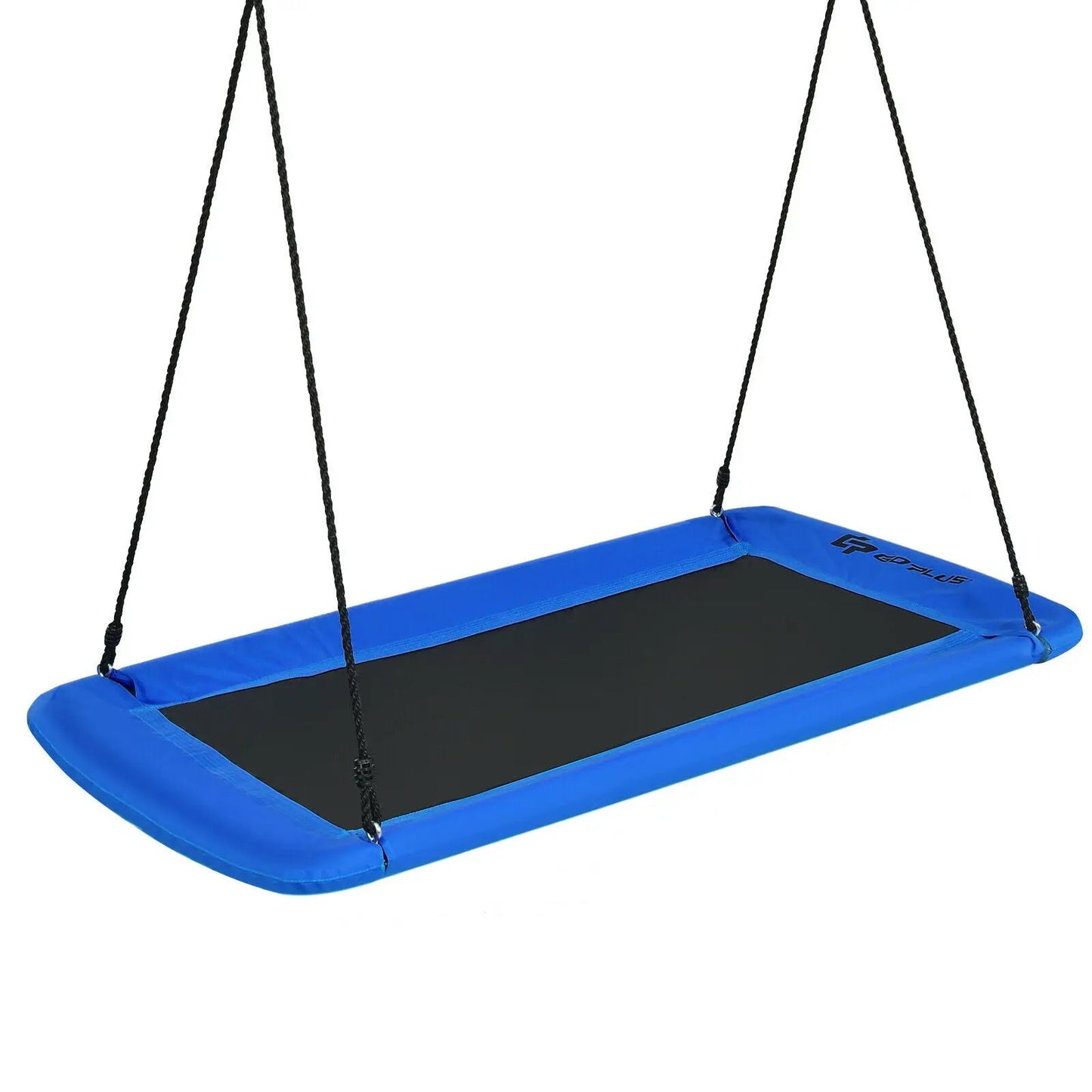 60 Inches Platform Tree Swing with Hanging Straps blue frame and black surface on Tampa Home & Garden Store