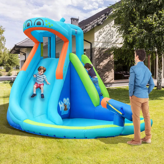 Inflatable water pool with splash and slide blue/orange DirectDeals on Tampa Home & Garden Store