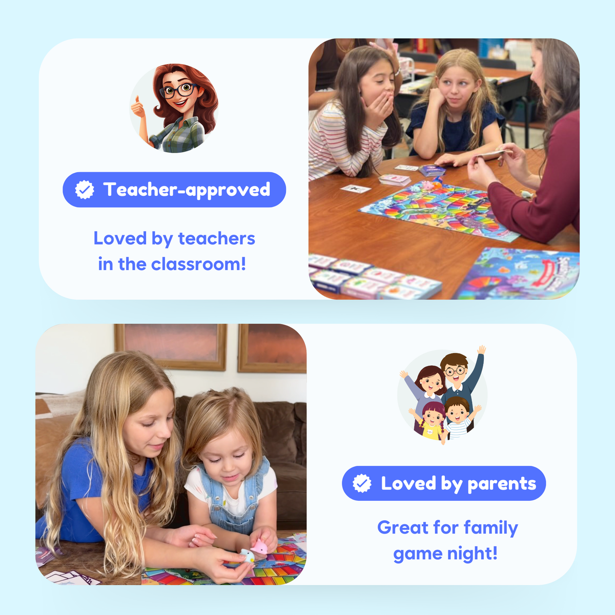 Squishyland Expansion Pack educational toy; kids play a bright board game with a teacher badge on Tampa Home & Garden Store