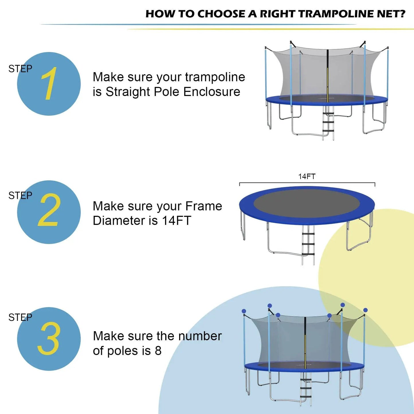 14Ft Replacement Weather-Resistant Trampoline Safety Enclosure Net - Tampa Home & Garden Store