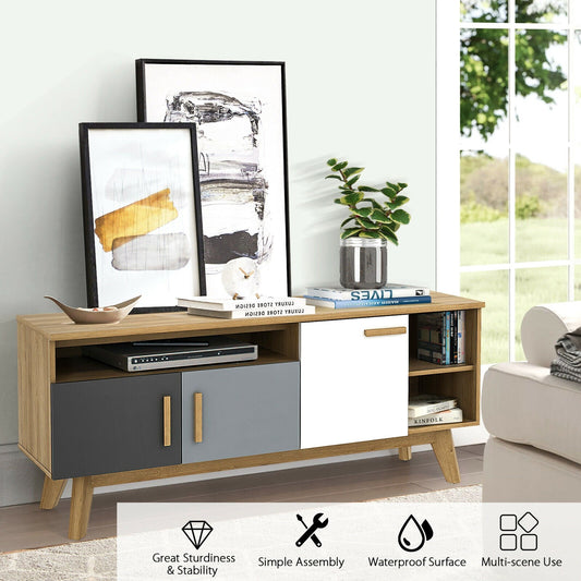 65 Inch TV Stand with 3 Storage Cabinets and 3 Open Shelves for Living Room - Tampa Home & Garden Store
