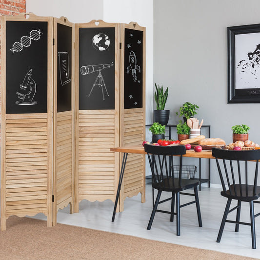 4-Panel Folding Privacy Room Divider Screen with Chalkboard - Tampa Home & Garden Store