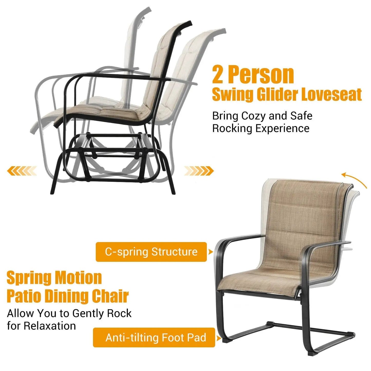 Patio 4-piece set DirectDeals: padded 2-person glider loveseat with coffee table on Tampa Home & Garden Store