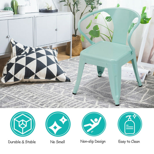 Set of 2 Steel Armchair Stackable Kids Chairs-Green - Tampa Home & Garden Store