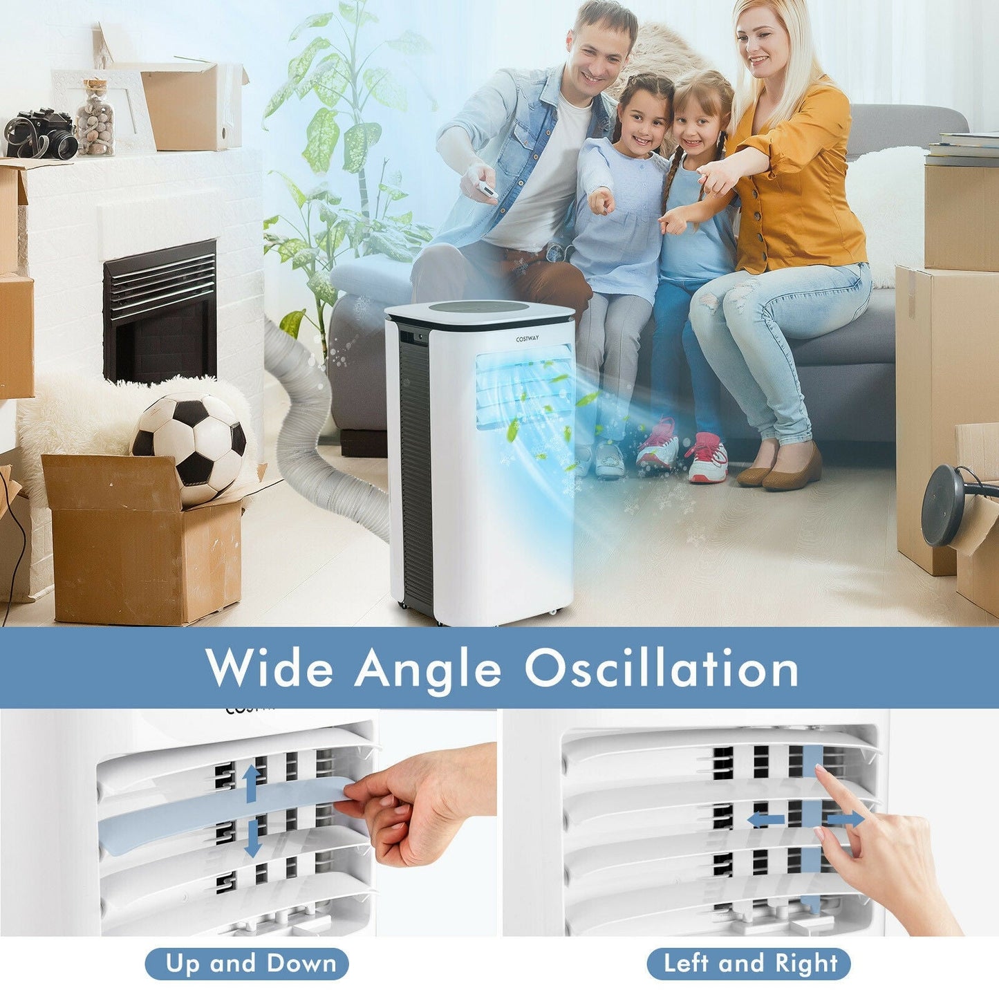 Acondicionador de aire portátil 3 en 1 de 9000 BTU con ventilador y deshumidificador - Blanco