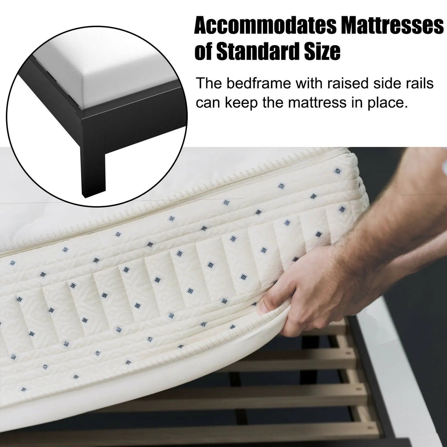 Twin Platform Bed Frame with Rubber Wood Legs in black by DirectDeals on Tampa Home & Garden Store