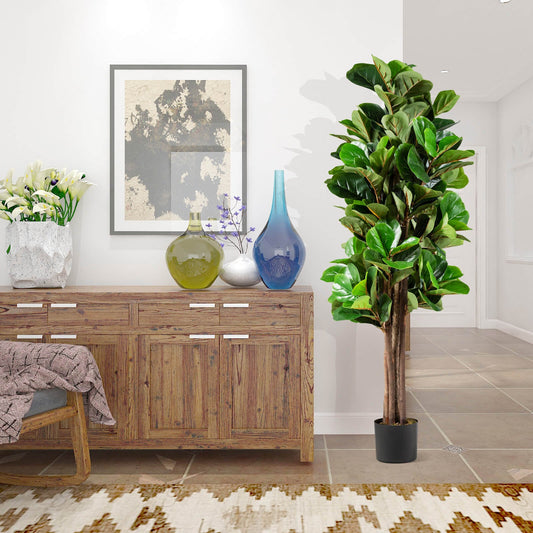 5 Feet Artificial Fiddle Leaf Fig Tree Decorative Planter - Tampa Home & Garden Store