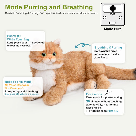 Percy 2.0 Golden British Short Hair Cat- Breathing Heartbeat Pur,Voice Robonic Cat
