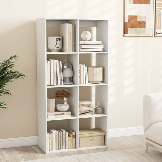 8-Cube bookshelf with guardrail in white, modular storage with shelves on Tampa Home & Garden Store