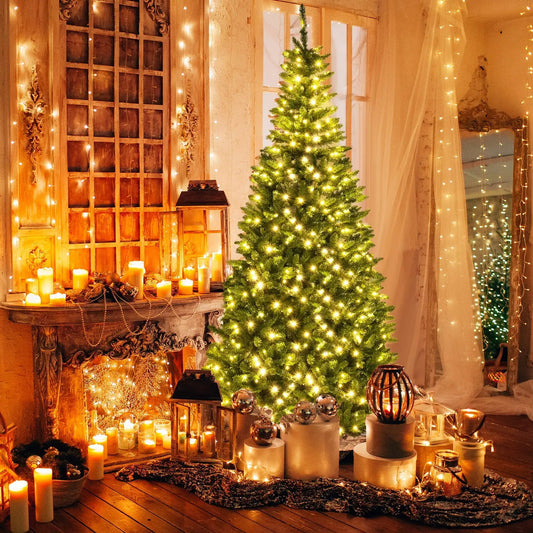 DirectDeals 8 ft Corner Artificial Christmas Tree with 1137 tips and 360 warm LEDs on Tampa Home & Garden Store