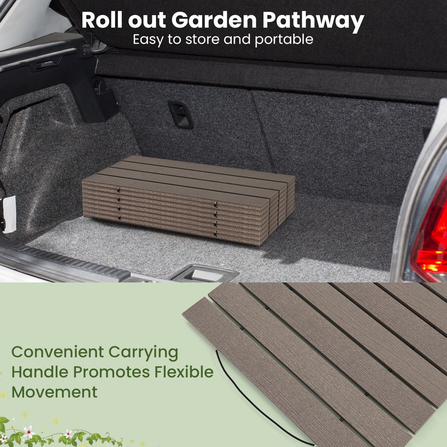 8 Ft Outdoor Garden Pathway Patio Roll Out Straight Walkways with Metal Wire Connection-M