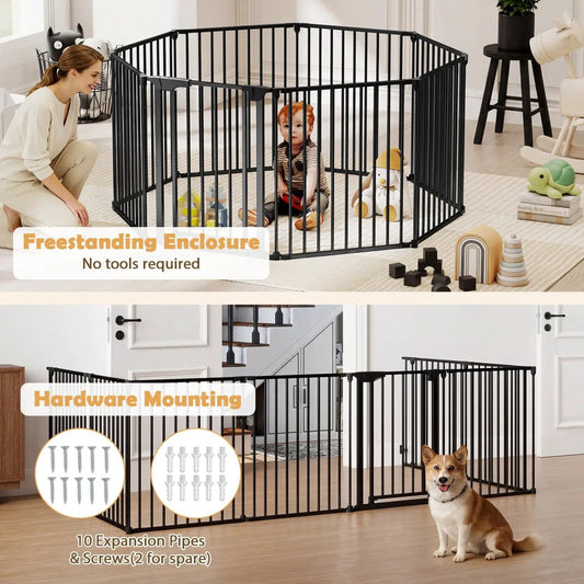 8-Panel Extra Wide Baby Gate with Auto Close Door DirectDeals, metal walk-through gate on Tampa Home & Garden Store