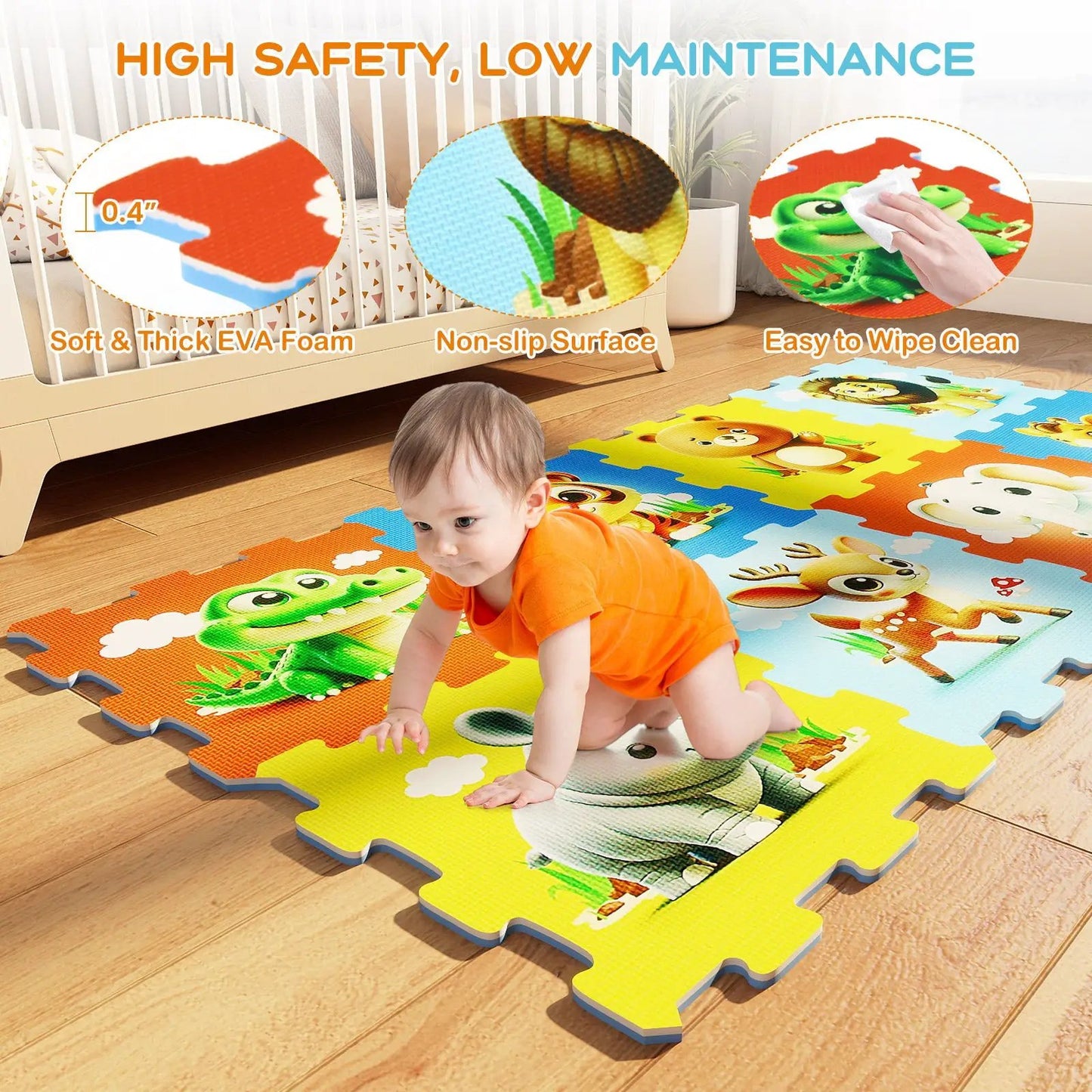 8 Animal Educational Interlocking Baby Play Mat soft EVA foam tiles with animals DirectDeals on Tampa Home & Garden Store