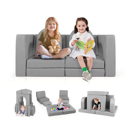 8-Piece Modular Kids Play Couch with Comfy Suede Fabric - Tampa Home & Garden Store