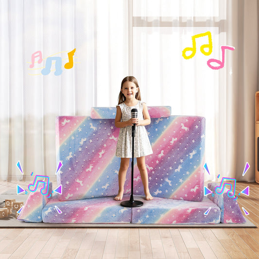 8 Pieces Modular Kids Play Couch Glow in the Dark Toddler Sectional Sofa - Tampa Home & Garden Store