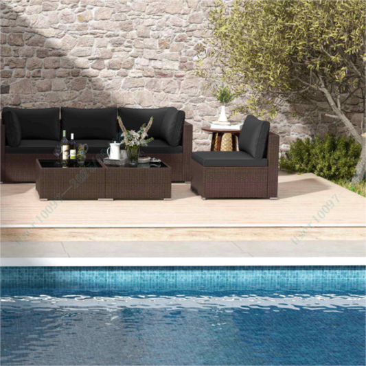 8-piece DirectDeals patio lounge set with brown wicker and black cushions; sofa and chair on Tampa Home & Garden Store