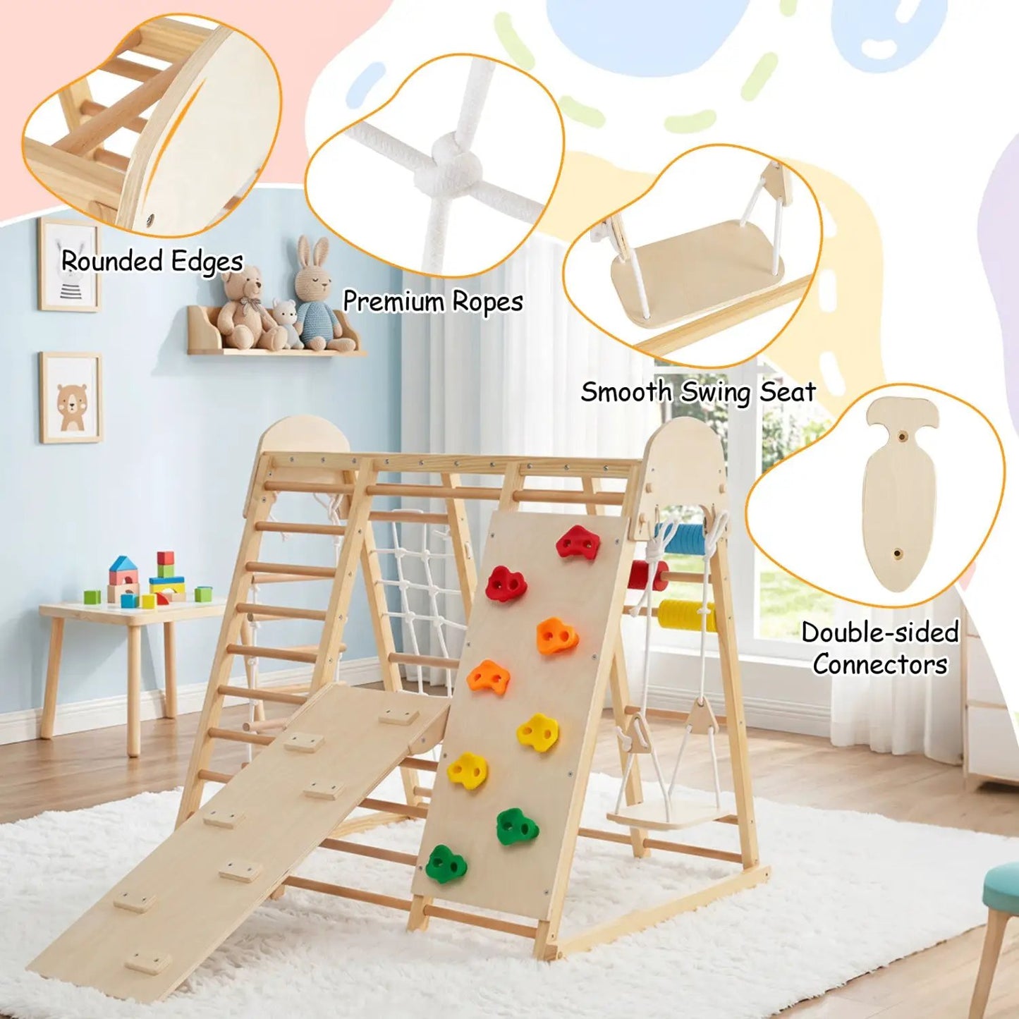 8-in-1 Foldable Jungle Gym With Swing and Bars