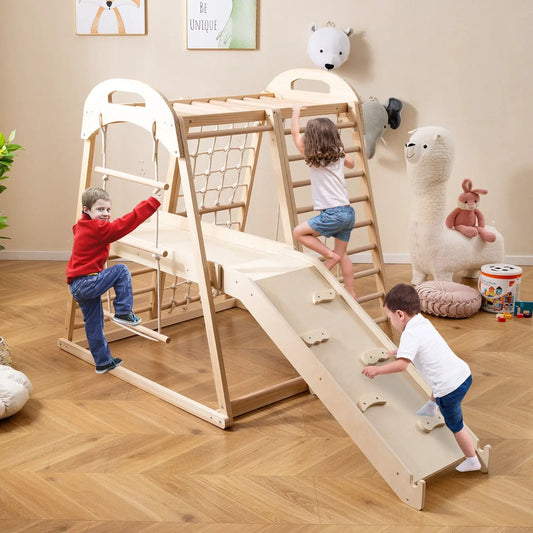 Jungle Gym Climber With Slide and Monkey Bars wooden 8-in-1 DirectDeals playset for kids on Tampa Home & Garden Store