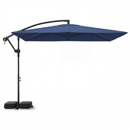 8 x 8 Square FT Solar LED Offset Cantilever Patio Umbrella with 360° Rotation